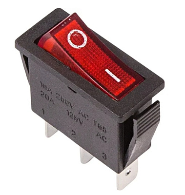 Выключатель клавишный 250V 15А (3с) ON-OFF красный с подсветкой (RWB-404, SC-791, IRS-101-1C) REXANT