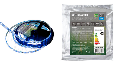С Лента светодиодная 12В 4,8Вт/м 60Led/м IP65 синий SMD2835-60 (5 м) TDM
