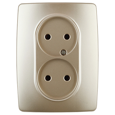 Эра12 шампань Розетка СП 2м 2X2P Schuko 16АХ-250В 12-2107-04