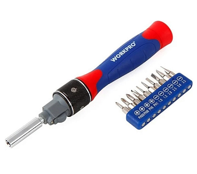 Реверсивная отвёртка DOUBLE DRIVE WP221051 (12 насадок) //WORKPRO