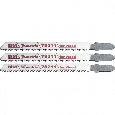 Полотна д/эл. лобзика по дереву, T101BF, 75 x 2,5мм, Bimetal, 3 шт.// MATRIX