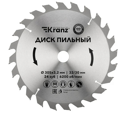 Диск пильный 305 мм х 24 зуб х 32/30 мм Kranz