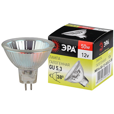 Лампа галогенная  ЭРА GU5.3-MR16-50W-12V-Cl