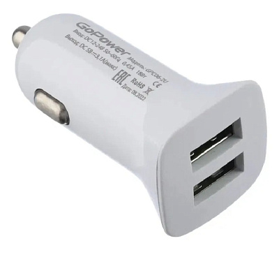 Автомобильное зарядное устройство GoPower GPC06-2U 2USB белый