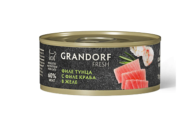 Корм Grandorf Fresh конс д/кош Филе тунца с филе краба в желе 70г 