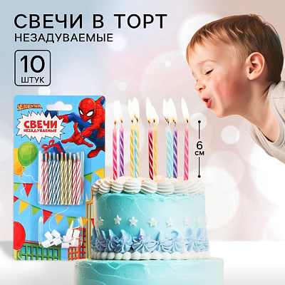 Набор свечей незадуваемые для торта, Человек-Паук   