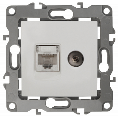 Эра12 белый Розетка RJ45+TV СП IP20 12-3110-01