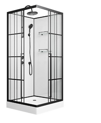 Душевая кабина Niagara Standart ST90/15QL/KL/BKT (90х90х225) низкий поддон(15см),черный,стекло прозр