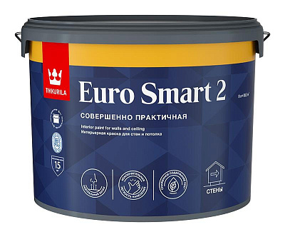Краска интерьерная Tikkurila Euro Smart 2 глубокоматовая база А белая 9л