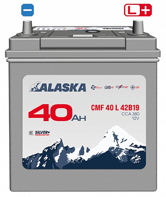 Аккумулятор 42B19R Ёмкость 40Ah, CCA, Пусковой ток 380А ALASKA CMF 