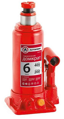 Домкрат гидравлический AUTOPROFI, бутылочный, 6 т., высота подъёма 405 мм.