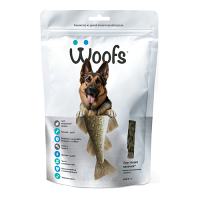 Лакомство Woofs для собак из кожи трески 100г