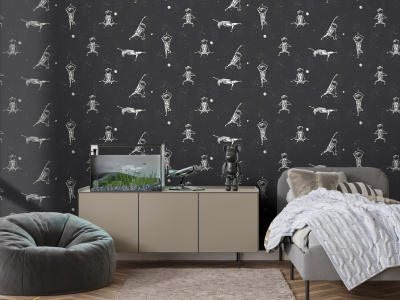 285749 Обои флизелиновые Spaceman, мотив чёрный 1,06х10м1