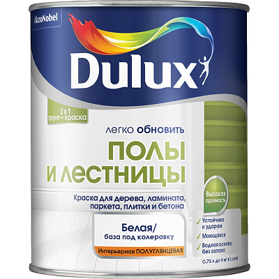 Краска Dulux Полы и лестницы полуглянцевая BW белая 0,75л