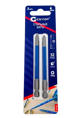 Набор стальных бит PH2*100 mm /уп.2шт // CUTOP PROFI