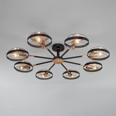 Люстра потолочная Gallo черный-янтарный E14х8x60W 22 м2