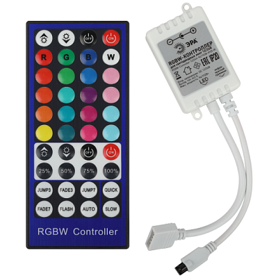 С Контроллер ЭРА для светодиодной ленты с ИК пультом RGBW-Controller-12/24V-96/192W-IP20-IR