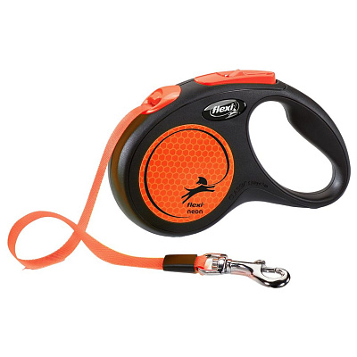 Рулетка flexi Neon New M до 25 кг лента 5 м светоотражающая, оранжевый неон