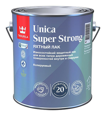 Лак яхтный алкидно-уретановый Tikkurila Unica Super Strong полуматовый EP 2,7л