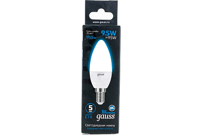 Лампа Gauss LED 9.5W 950lm 6500К E14 (Свеча )