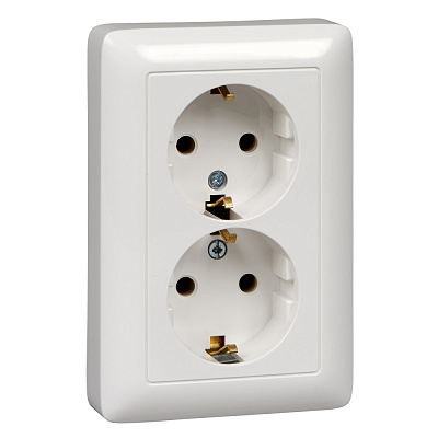 Systeme Electric ХИТ белый в сборе Розетка СП 2м с/з б/ш 16А 250В SchE