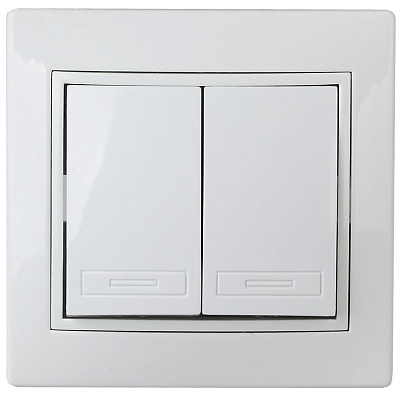 Intro Plano белый Выключатель СП 2кл. 10А-250В IP20 1-104-01