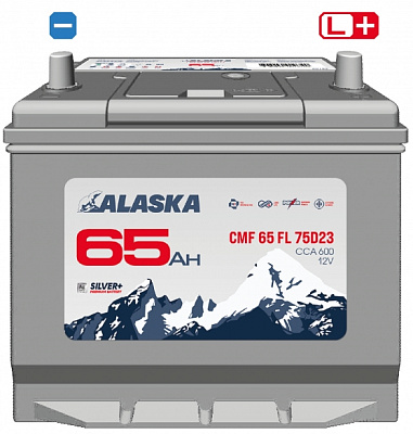 Аккумулятор 75D23FL Ёмкость 65Ah, CCA, Пусковой ток 600А ALASKA CMF 
