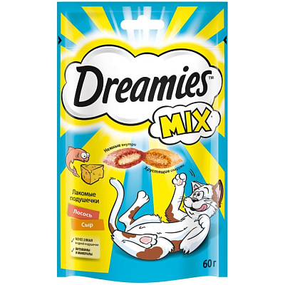 Лакомство Dreamies для кошек лосось/сыр 60 г 
