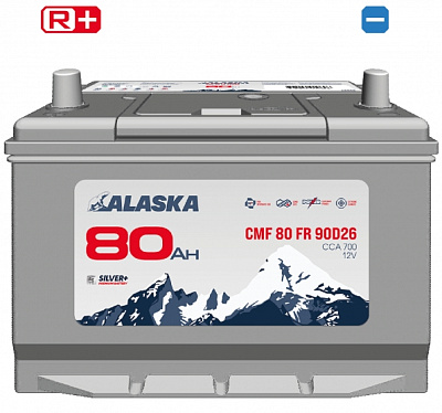 Аккумулятор 90D26FR Ёмкость 80Ah, CCA, Пусковой ток 700А ALASKA CMF 