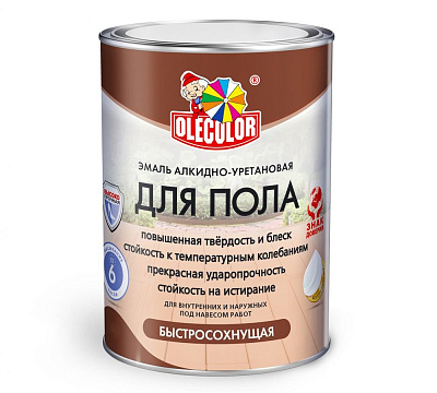 Эмаль OLECOLOR алкидно-уретановая быстросохн. 6ч золотистый 1,8кг