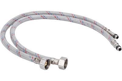 Гибкая подводка для смесителя в ПВХ оболочке 1/2", M10, гайка-штуцер, 80 см, сталь, пара