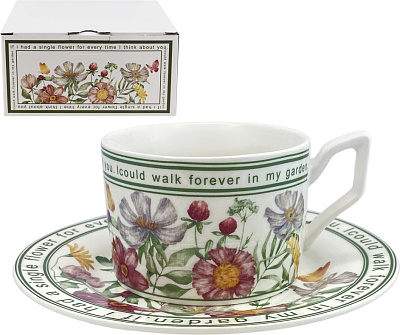 Чайная пара Garden flowers: чашка 250мл, блюдце d16см