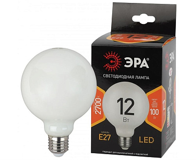 Лампа СВЕТОДИОДНАЯ F-LED G125 15W E27 2700К теплый белый  ЭРА (опал, шар)