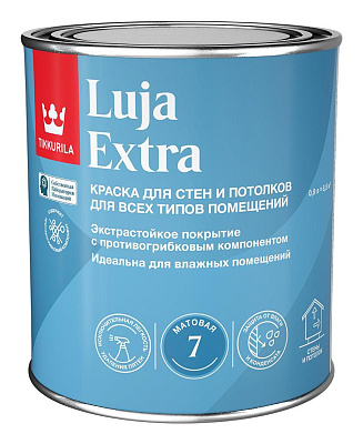 Краска моющая экстра-стойкая Tikkurila Luja Extra матовая база А белая 0,9л
