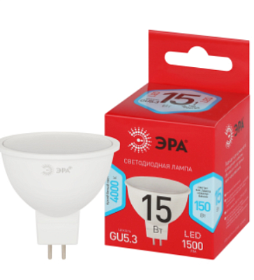 Лампа светодиодная ЭРА RED LINE LED MR16-15W-840-GU5.3 R 15Вт софит нейтральный белый свет GU5.3