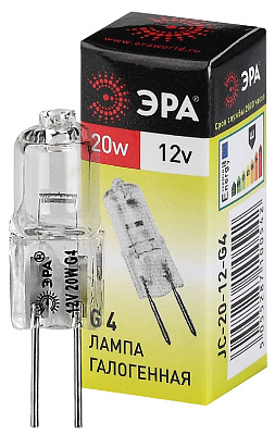 Лампа галоген. JC 20W 12V G4 пальчик. ЭРА !