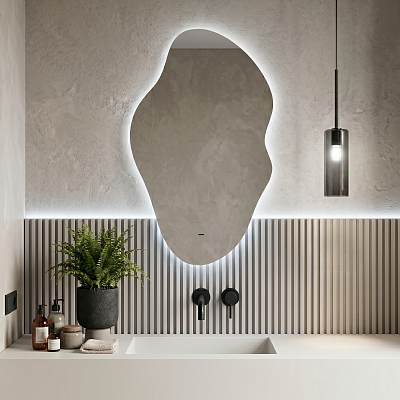 Зеркало с LED-подсветкой бесконтактный сенсор Мансарда, фигурное, 45х77 см