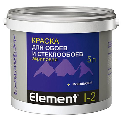 Краска акриловая для обоев Элемент I-2 матовая белая 5л