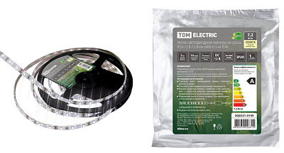 С Лента светодиодная 12В  7,2Вт/м 30Led/м IP20 3000К SMD5050-30-20-12-72-3000 30LED/м (У) TDM
