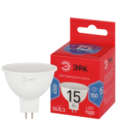Лампа светодиодная ЭРА RED LINE LED MR16-15W-865-GU5.3 R 15Вт софит холодный дневной свет GU5.3