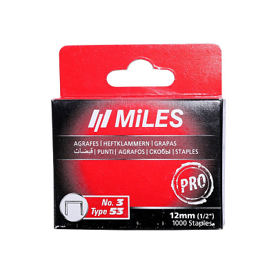 Скобы для степлера Miles, тип 53, 12 мм закаленные (упак.1000шт.)