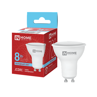 Лампа светодиодная LED-JCDRC-VC 8Вт 230В GU10 6500К 720Лм IN HOME