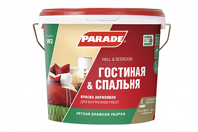 Краска акриловая Parade W2 Гостиная&Спальня матовая белая 5л
