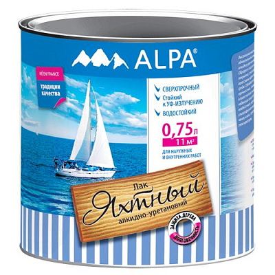 Лак алкидно-уретановый яхтный Альпа глянцевый 0,75л