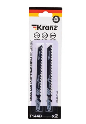 Пилка для электролобзика 100 мм 6 з/д 8-60 мм T144D (2 шт./уп.) (дерево) Kranz