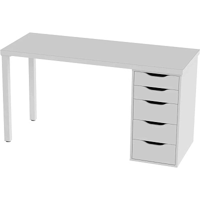 Стол письменный "Ингар" 5 ящиков 140x55x75 см, цвет: белый