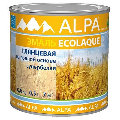 Эмаль акриловая Альпа Эколак глянцевая белая 0,5л