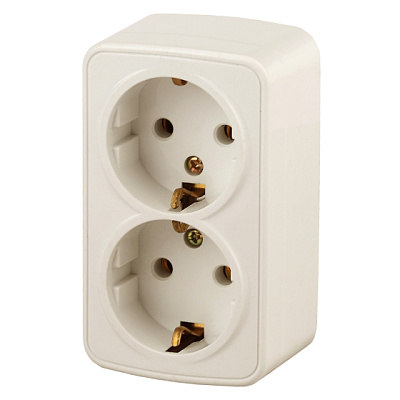 Intro Polo сл.кость Розетка ОУ 2м с заземлением 2х2P+E Schuko 16А-250В IP20 3-204-02