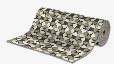 Дорожка вырезная icarpet PRINT антискользящая 1,00 м "Медальон" серо-коричневый (143)