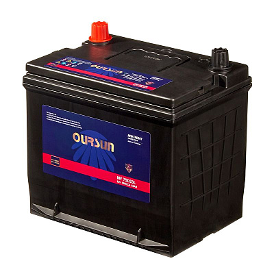 Аккумулятор 75D23L Ёмкость 65 Ah, Пусковой ток 560A OURSUN JIS MF 